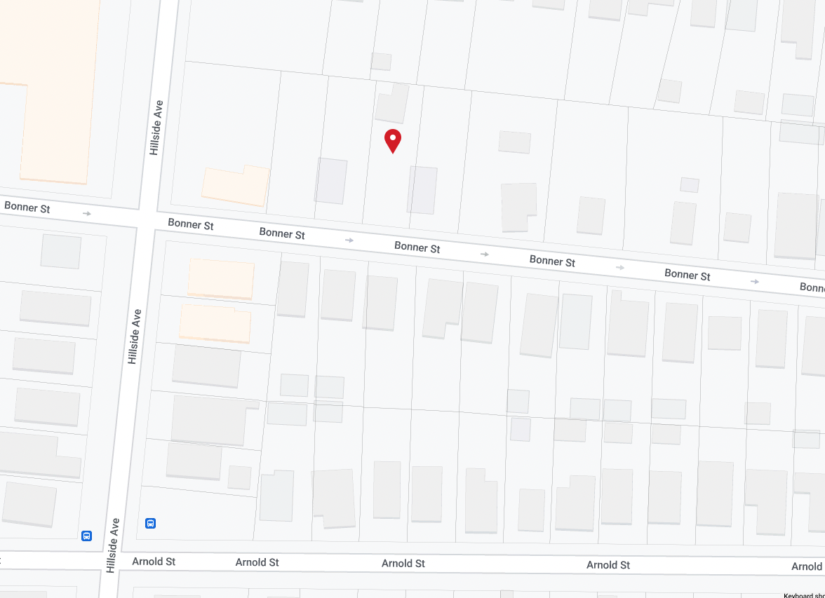 map with pin at 68 Bonner St Hartford CT